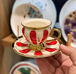 6'lı Piano Red Rose Porselen Kahve Fincanı Gold