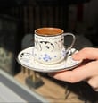 6'lı Porselen Blue Platin Kahve Fincanı 