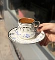 6'lı Porselen Blue Platin Kahve Fincanı 