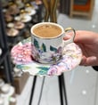 6'lı Porselen Flora Romantica Kahve Fincanı - Renkli