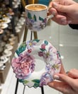 6'lı Porselen Flora Romantica Kahve Fincanı - Renkli