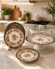 8 Parça Porselen Velour Brown Pasta Seti