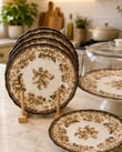 8 Parça Porselen Velour Brown Pasta Seti