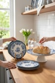 8 Parça Porselen Velour Navy  Pasta Seti
