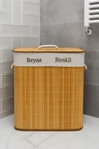 Bambu Çamaşır Kirli Sepeti Çift Bölmeli