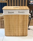Bambu Çamaşır Kirli Sepeti Çift Bölmeli