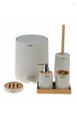 Bambu Kapaklı Akrilik 6 Parça Yuvarlak Banyo Seti Krem Alessia Dc1.tr-3728