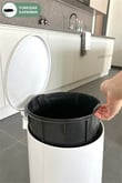 Cigo 20 LT Yumuşak Kapanan Pedallı Banyo Mutfak Ofis Çelik Çöp Kovası - Beyaz & İç Kısım Siyah