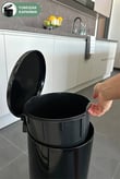 Cigo 20 LT Yumuşak Kapanan Pedallı Banyo Mutfak Ofis Çelik Çöp Kovası - Mat Siyah & İç Kısım Siyah