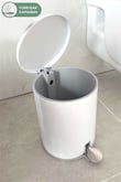 Cigo 6 LT Yumuşak Kapanan Pedallı Banyo Mutfak Ofis Çelik Çöp Kovası - Beyaz & İç Kısım Gri