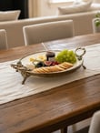 Classy Oval Porselen Lüks Ayaklı Sunum Tabağı - Gold