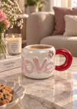 Dear Love Lüsterli Kırmızı Porselen Kupa 480  ML
