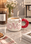 Dear Love Lüsterli Kırmızı Porselen Kupa 480  ML