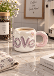 Dear Love Lüsterli Pudra Pembe Porselen Kupa 480  ML