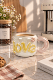 Dear Love Lüsterli Sarı Porselen Kupa 480  ML