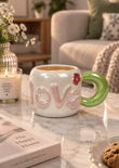 Dear Love Lüsterli Yeşil Porselen Kupa 480  ML
