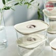 Fika Clik Dikdörtgen Cam Saklama Kabı 470 ML - Bej