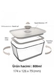 Fika Clik Dikdörtgen Cam Saklama Kabı 800 ML - Bej