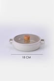 Fika Seramik Kaplama Cam Kapaklı Sahan 18 CM - Bej