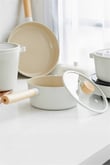 Fika Seramik Kaplama Cam Kapaklı Sos Tenceresi 18 CM - Bej