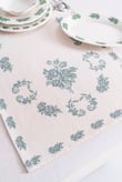 Flowers Green Keten Runner