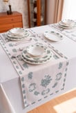 Flowers Green Keten Runner