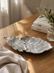 Krem Silver Yaprak Tabak Dekoratif Obje