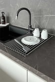 Lavabo Üstü Katlanabilen Paslanmaz Alüminyum Nihale Bulaşıklık - Gri