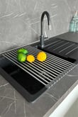 Lavabo Üstü Katlanabilen Paslanmaz Alüminyum Nihale Bulaşıklık - Gri