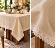 Linen Keten Masa Örtüsü Bej - 160*220