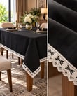 Linen Keten Masa Örtüsü Siyah - 160*220
