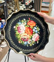 Lüks Akrilik Yuvarlak Tepsi Black Rose 38cm