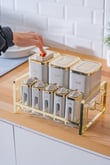 Mabel 8 li Metal Standlı Cam Baharatlık Seti