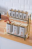 Mabel 8 li Metal Standlı Cam Baharatlık Seti Raflı 