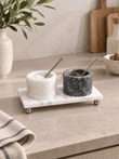 Marble Duo Mermer Baharatlık Seti - Beyaz & Antrasit