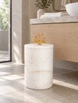Mercan Dalı Mermer Banyo Çöp Kovası - Gold