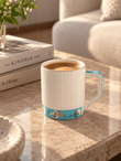 Onedekor Porselen Lüks Floral Blue Kupa Gold 250ML
