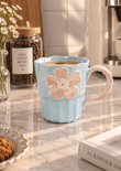 Petal Lüsterli Mavi Porselen Kupa 360  ML