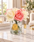 Rosemira Yedi Güllü Parfümlü Dekoratif Çiçek – Pink & White