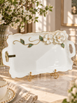 Royking Beyaz Porselen White Flower Lüks Sunum Tabağı 