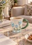 Tulip Lüsterli Mavi Porselen Kupa 420  ML
