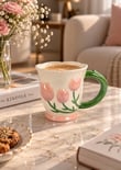 Tulip Lüsterli Pembe Porselen Kupa 420  ML