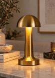 Vellora Mantar 3 Işık Modlu Şarjlı Kablosuz LED Masa Lambası - Gold