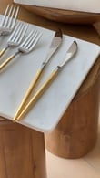 Layana 6 Kişilik 42 Parça Gerçek Altın Kaplama Yarı Gold Çatal Kaşık Bıçak Seti