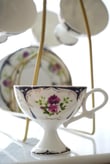 Vintage Floral Lacivert 6 Kişilik 12 Parça Porselen Türk Kahve Fincan Takımı