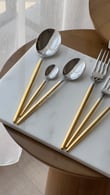 Layana 6 Kişilik 42 Parça Gerçek Altın Kaplama Yarı Gold Çatal Kaşık Bıçak Seti
