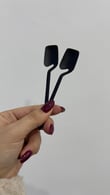 Kancalı 6'lı Mat Siyah Çay Kaşığı