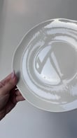 Asimetrik Porselen Outlet 6 Adet 20 cm Beyaz Pasta Tabağı 
