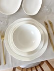 Asimetrik 24 Parça 6 Kişilik Beyaz Porselen Yemek Takımı