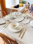 Asimetrik 26 Parça 6 Kişilik Beyaz Porselen Yemek Takımı